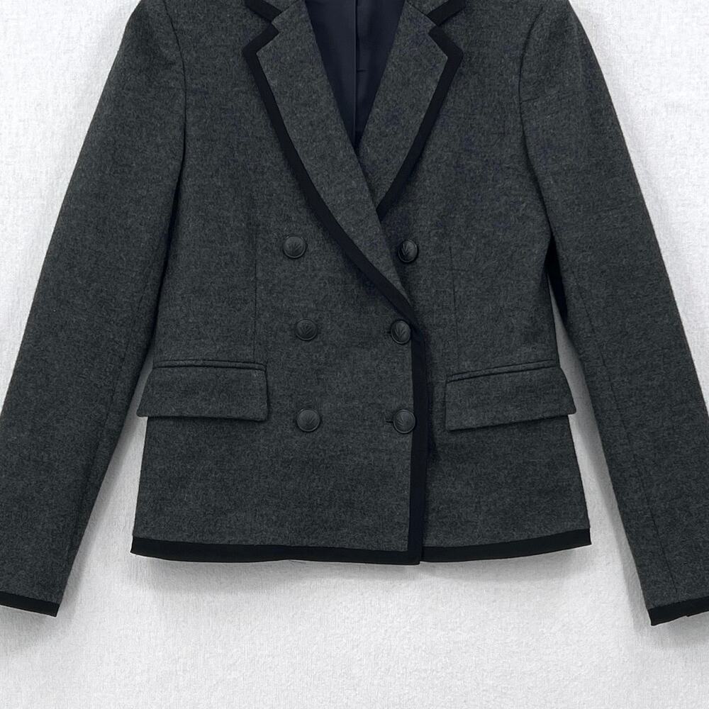 RAG AND BONE Wool Harrow Blazer Womens 2 Gray Black Trim Double Breasted Button - Picture 7 of 15